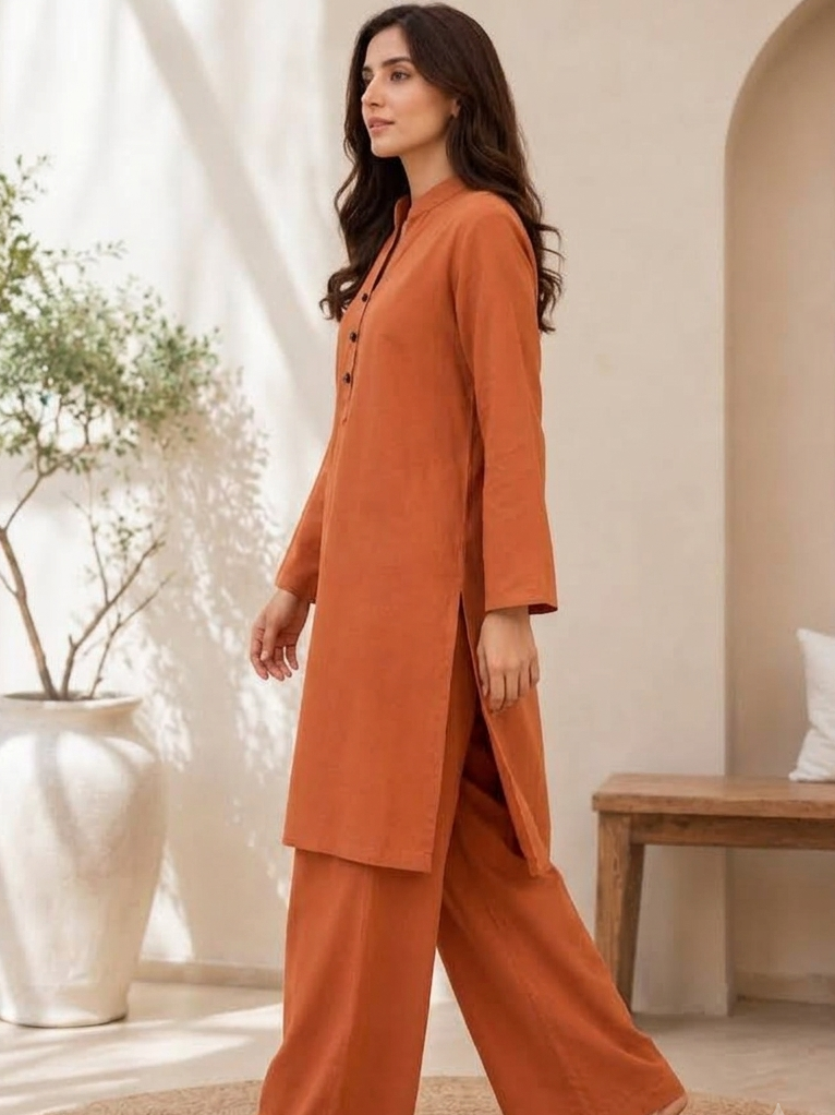Rust Aura Karandi Co-Ord Set