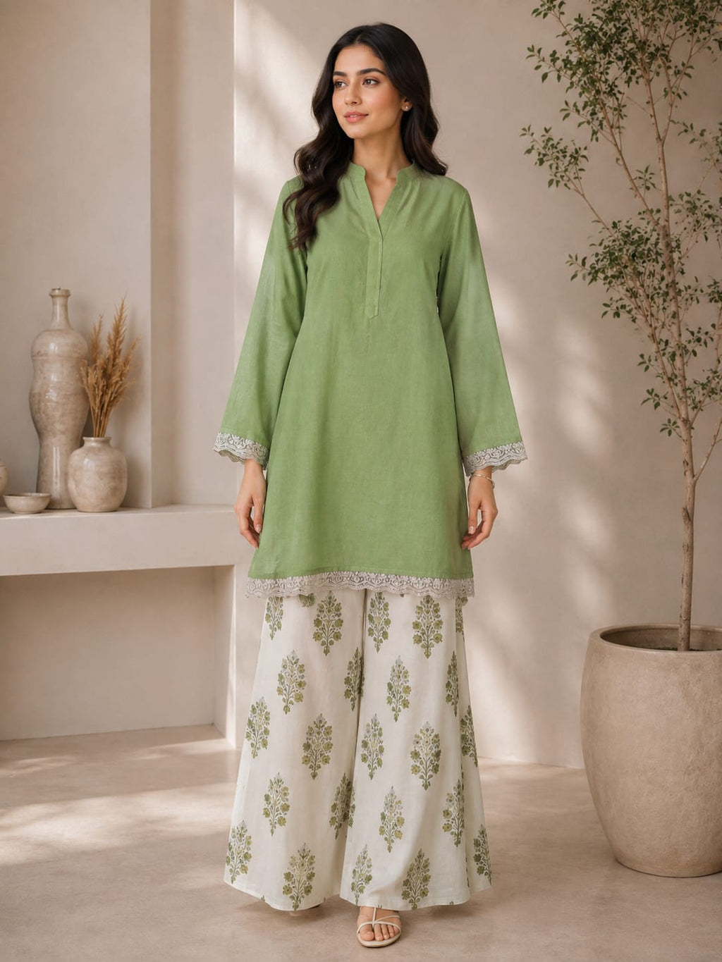 Peace Green Raw Silk Shirt