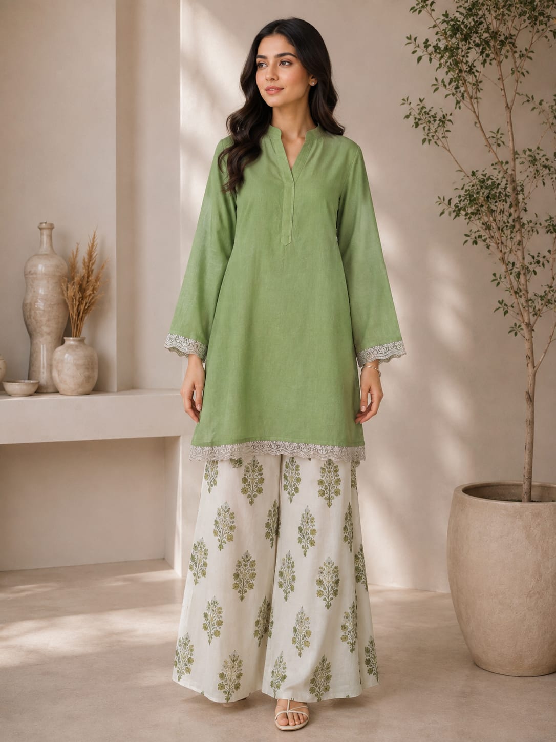 Peace Green Raw Silk Shirt