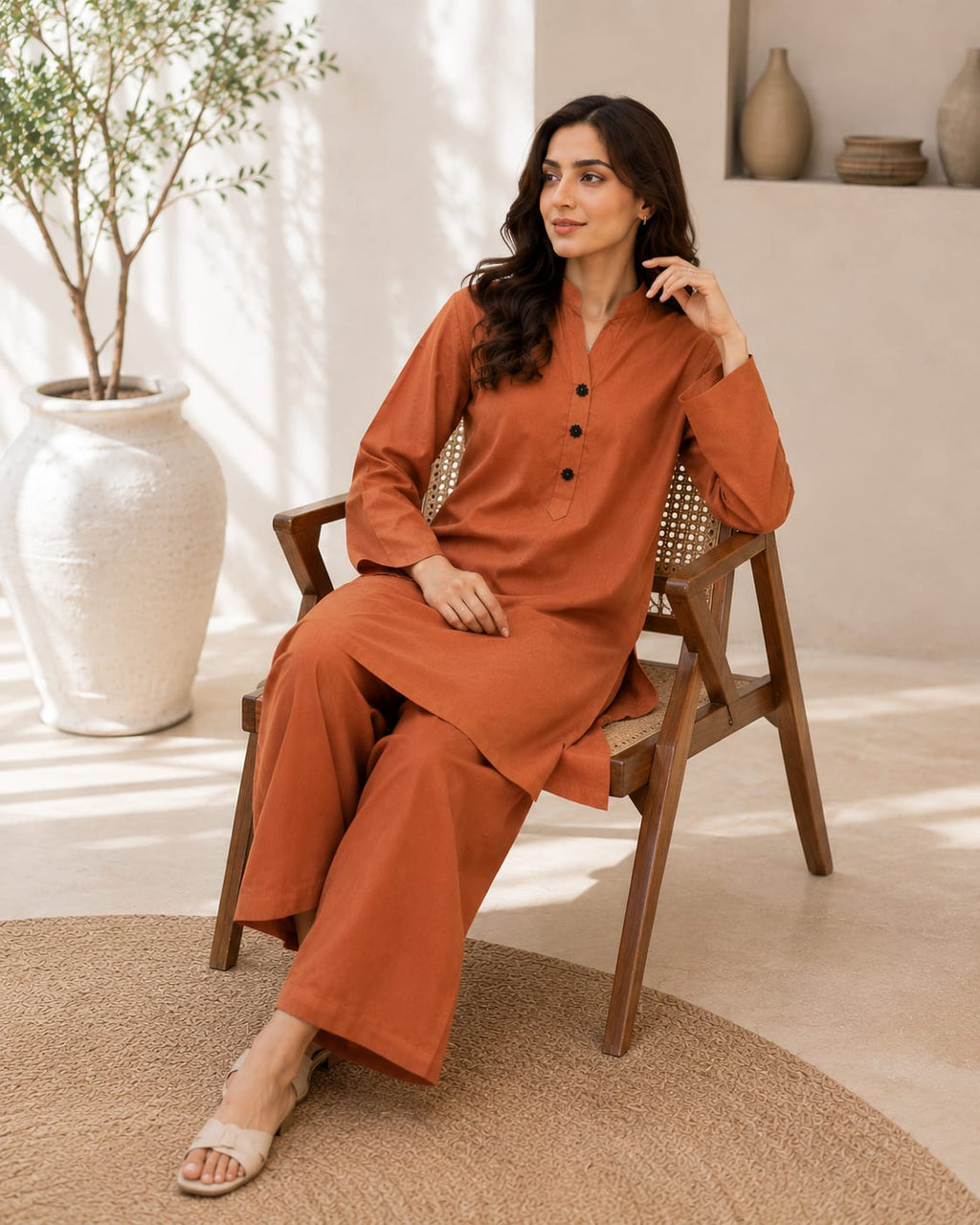 Rust Aura Karandi Co-Ord Set