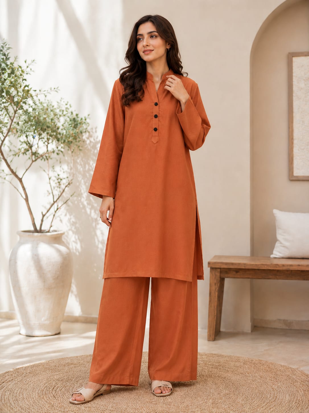 Rust Aura Karandi Co-Ord Set