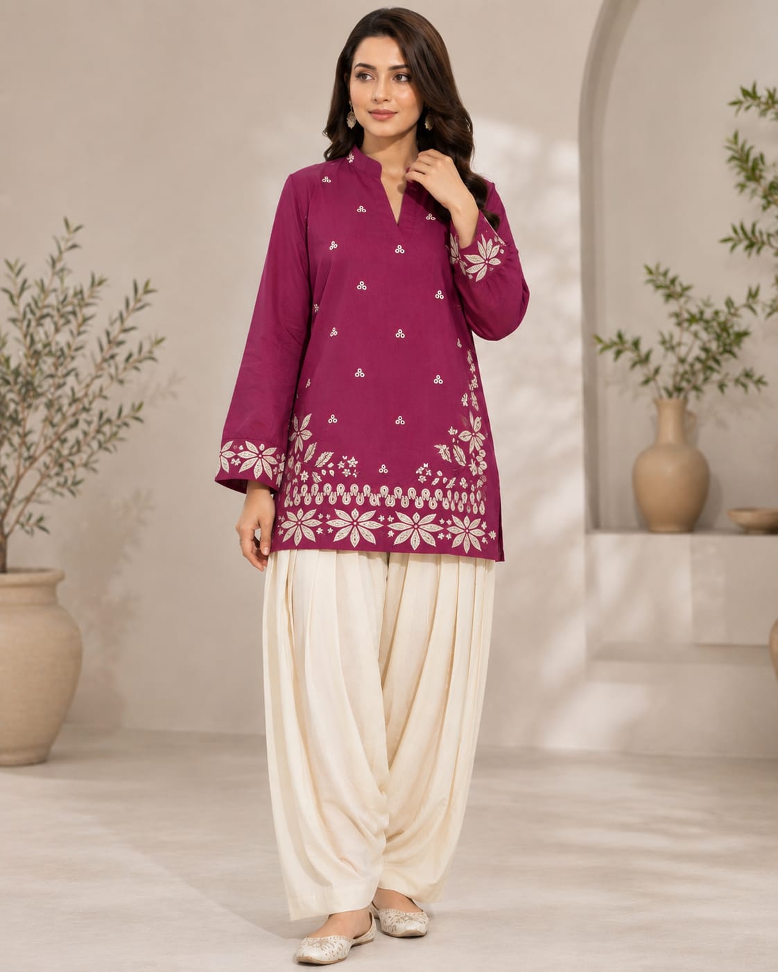 Maroon Muse – Embroidered Co-ord Set