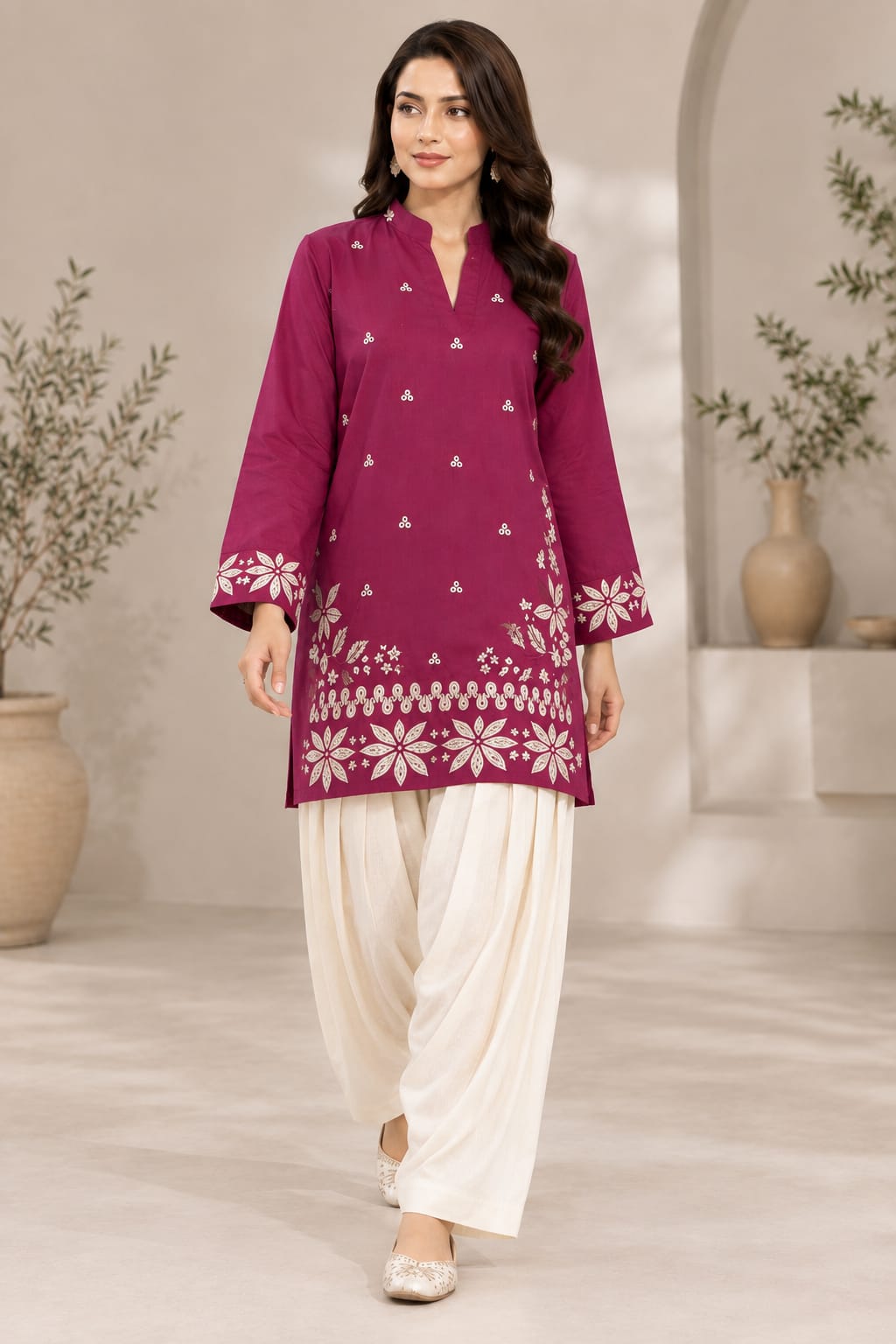 Maroon Muse – Embroidered Co-ord Set