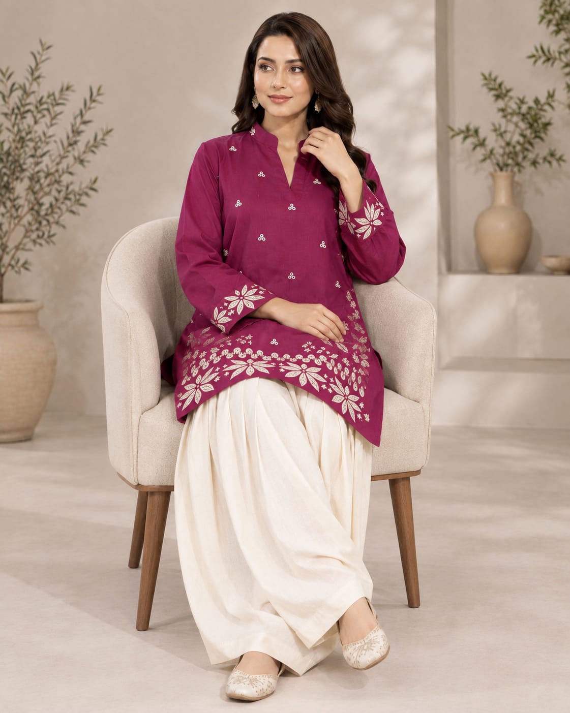 Maroon Muse – Embroidered Co-ord Set