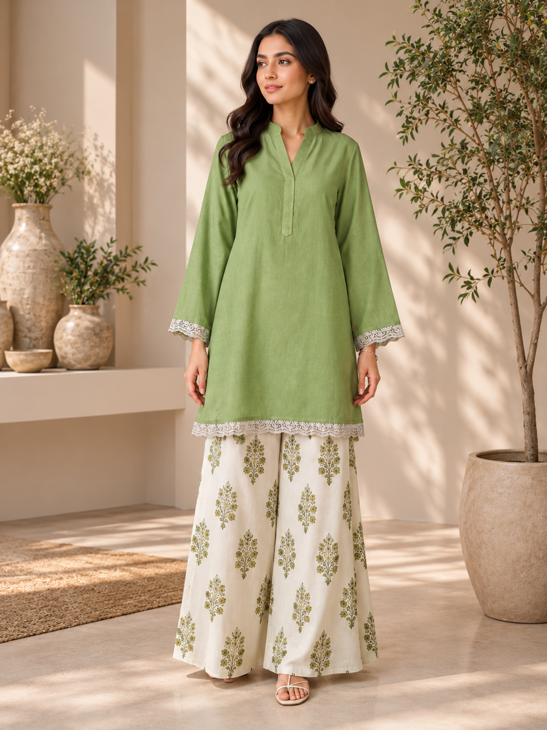 Peace Green Raw Silk Shirt