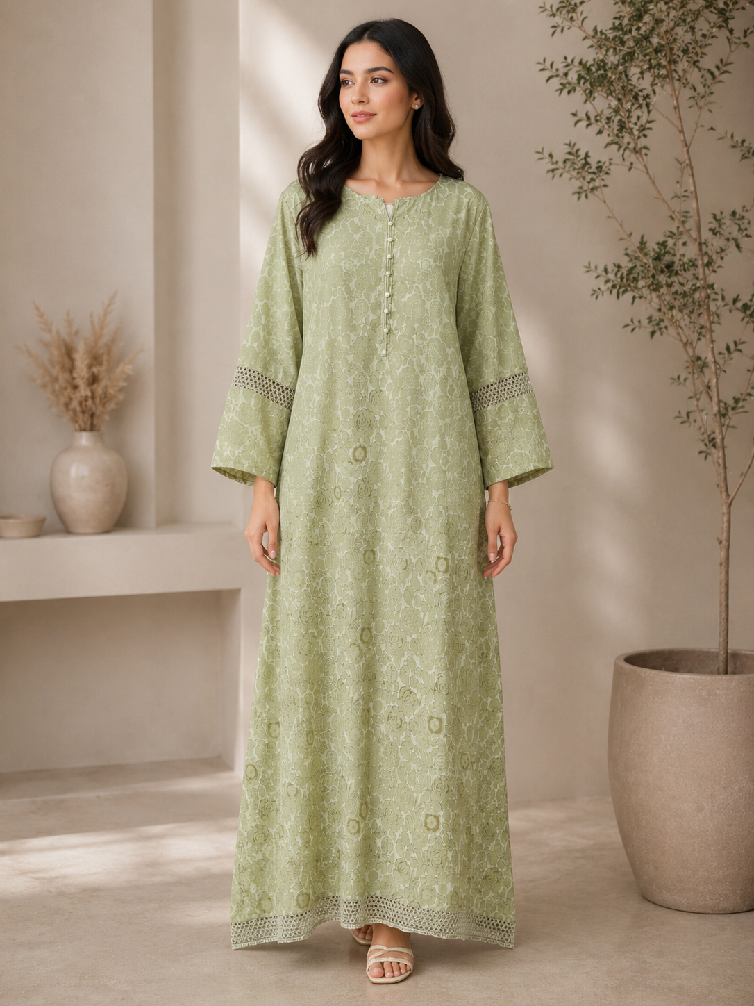 Sage Green China Patti Kaftan