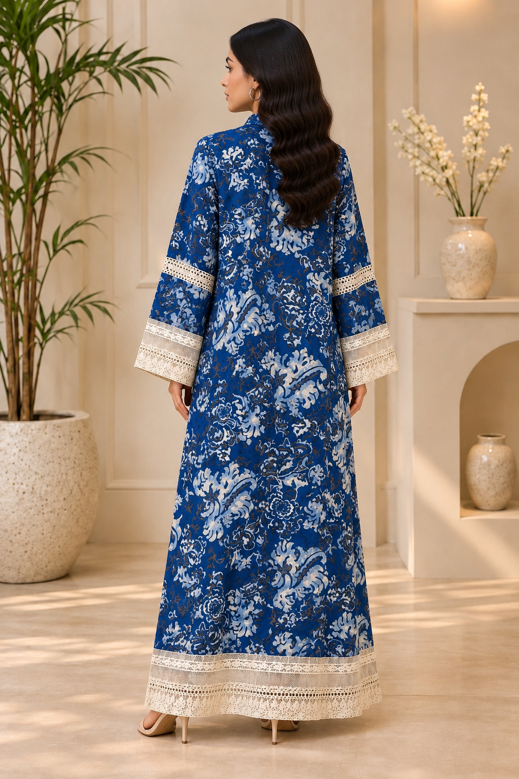 INDIGO BLOOM LACE KAFTAN