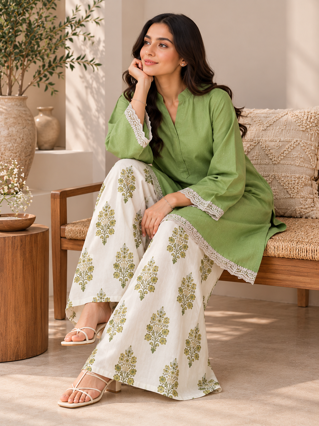 Peace Green Raw Silk Shirt