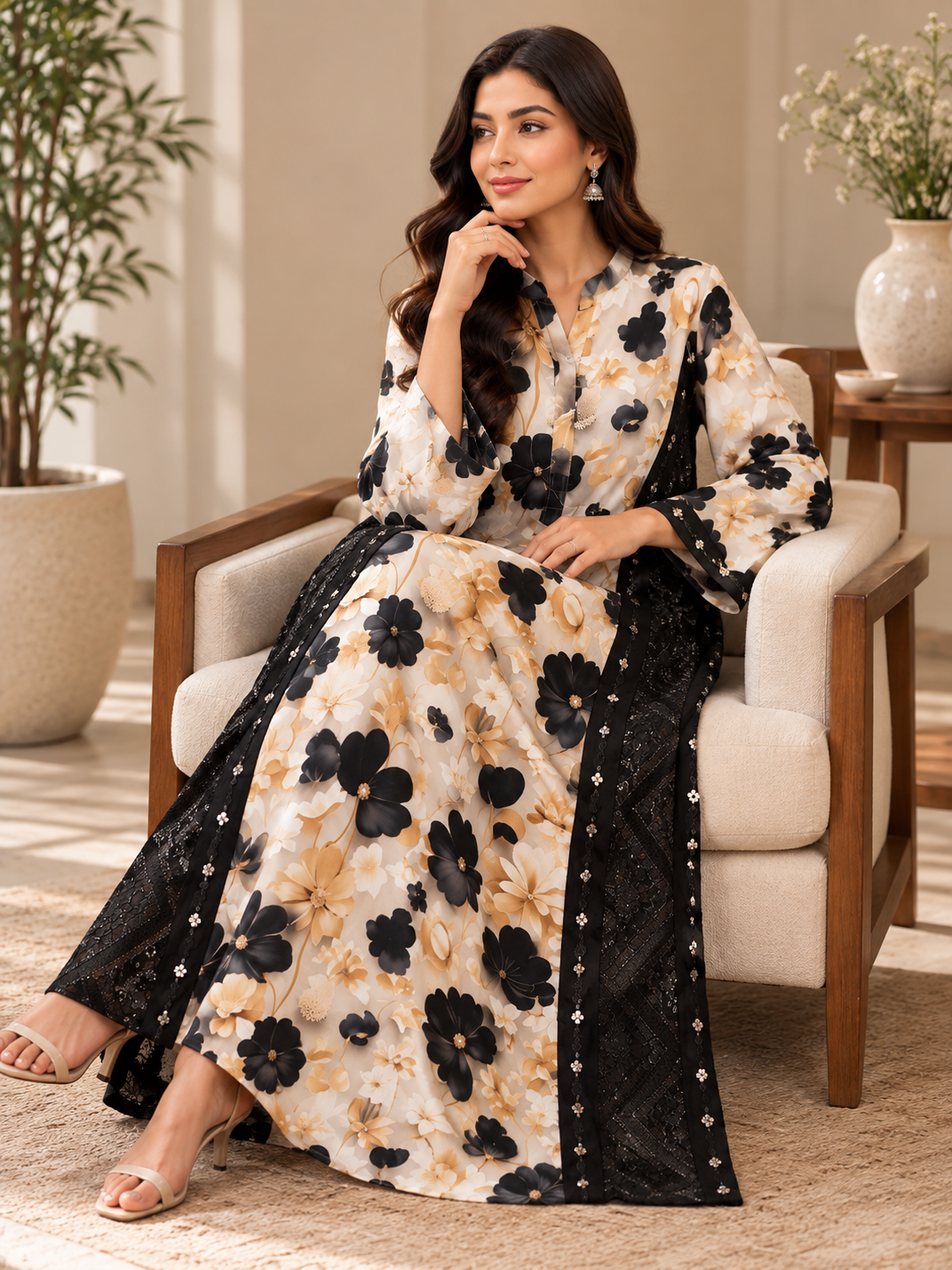 NOIR BLOOM KAFTAN