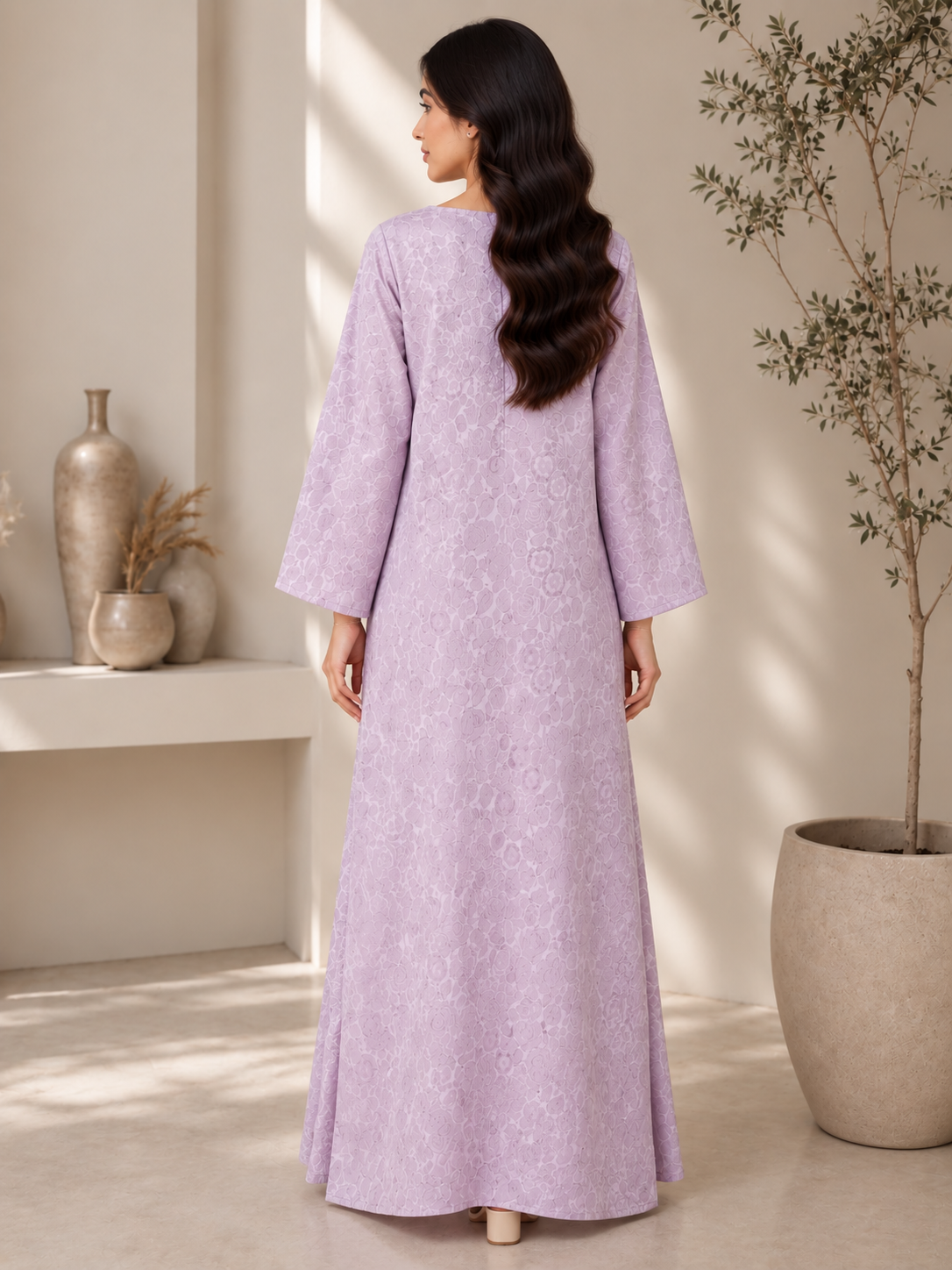 Lilac China Patti Embroided Kaftan